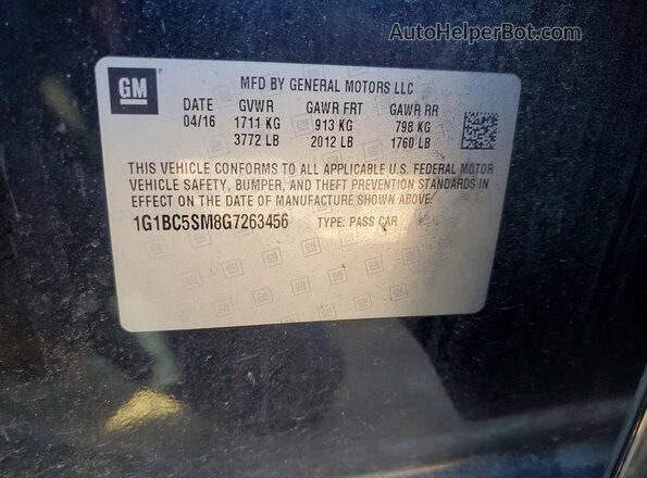 1G1BC5SM8G7263456 2016 CHEVROLET CRUZE Black 
