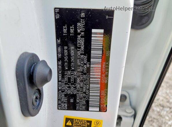 5TDJGRFH6KS054551 2019 TOYOTA HIGHLANDER HYBRID Белый 