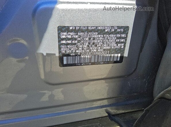 JF2SJAXC0GH468013 2016 SUBARU FORESTER 2.5I TO Silver Widok wnętrza 360 stopni
