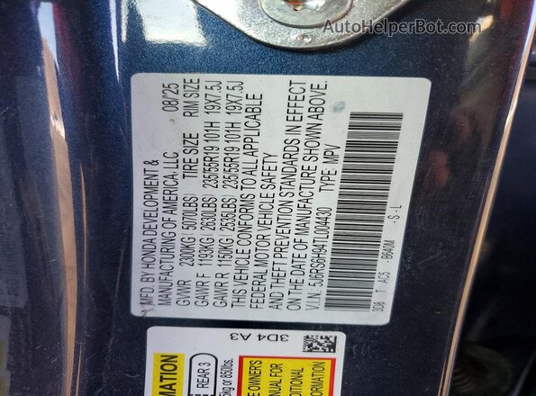 5J6RS6H94TL004430 2026 HONDA CRV Синий 