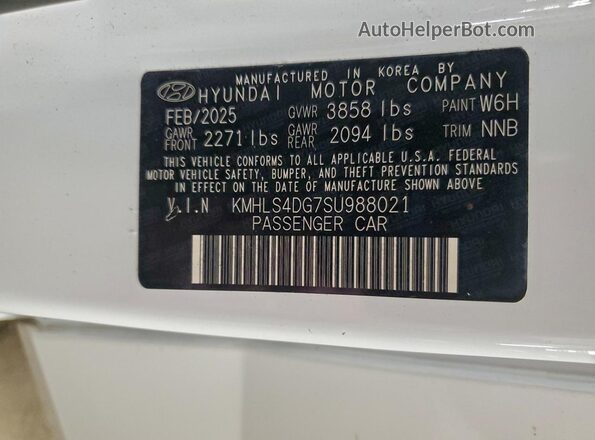 KMHLS4DG7SU988021 2025 HYUNDAI ELANTRA White 360 interior view