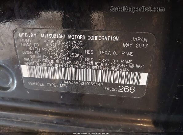 JA4AD3A32HZ055442 2017 MITSUBISHI OUTLANDER Black 