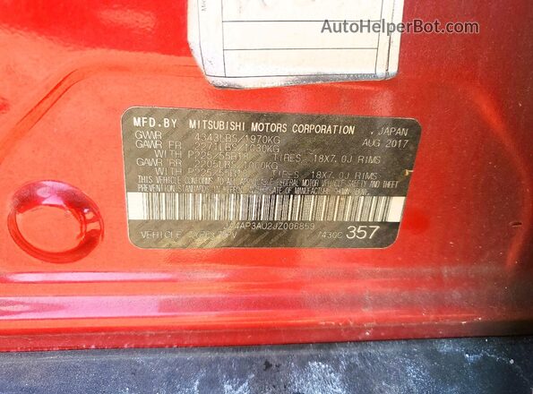 JA4AP3AU2JZ006859 2018 MITSUBISHI OUTLANDER Красный Вид подкапотного пространства