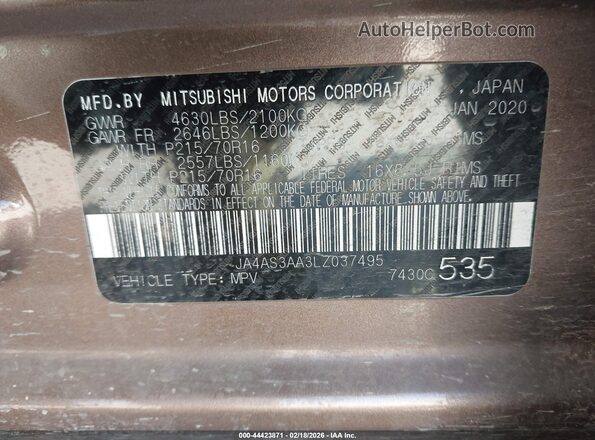 JA4AS3AA3LZ037495 2020 MITSUBISHI ECLIPSE CROSS Коричневый Вид подкапотного пространства