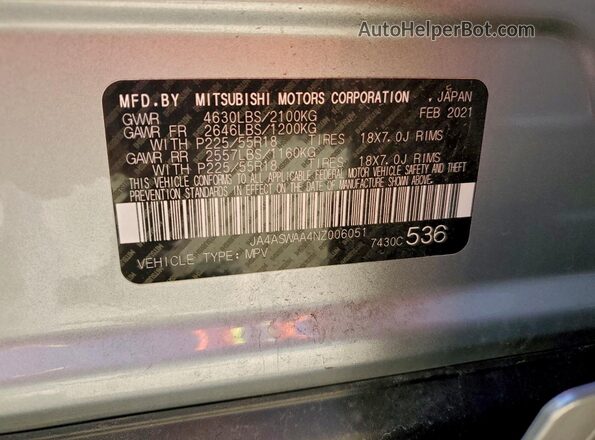 JA4ASWAA4NZ006051 2022 MITSUBISHI ECLIPSE Silver 