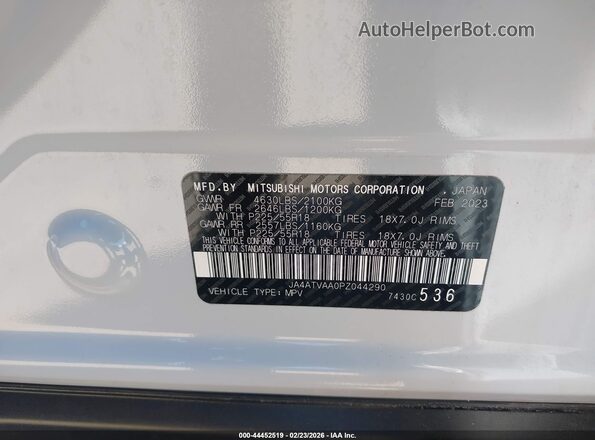 JA4ATVAA0PZ044290 2023 MITSUBISHI ECLIPSE CROSS White 