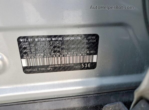 JA4ATWAA3RZ044454 2024 MITSUBISHI ECLIPSE Silver Engine compartment view