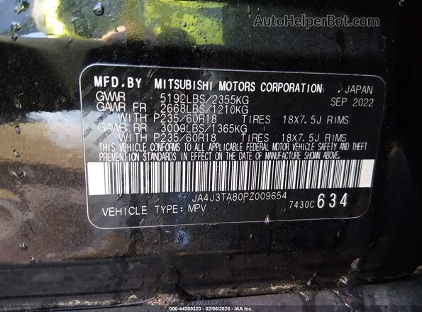 JA4J3TA80PZ009654 2023 MITSUBISHI OUTLANDER Black 