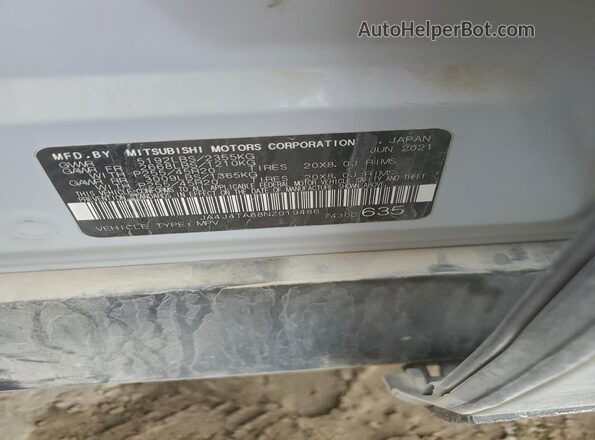 JA4J4TA88NZ019486 2022 MITSUBISHI OUTLANDER Белый Вид наклейки с VIN-кодом
