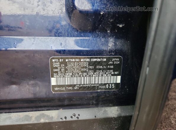 JA4J4VA84RZ044404 2024 MITSUBISHI OUTLANDER Blue Вид наклейки з VIN-кодом