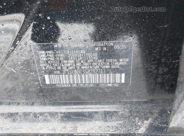 JF1GUABC3S8282743 2025 SUBARU IMPREZA Черный Вид подкапотного пространства