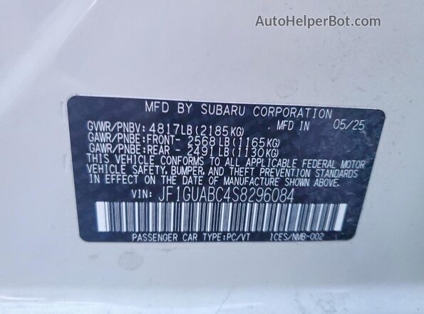 JF1GUABC4S8296084 2025 SUBARU IMPREZA White 
