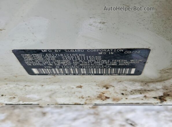 JF1GUABC7R8898455 2024 SUBARU IMPREZA White Widok komory silnika