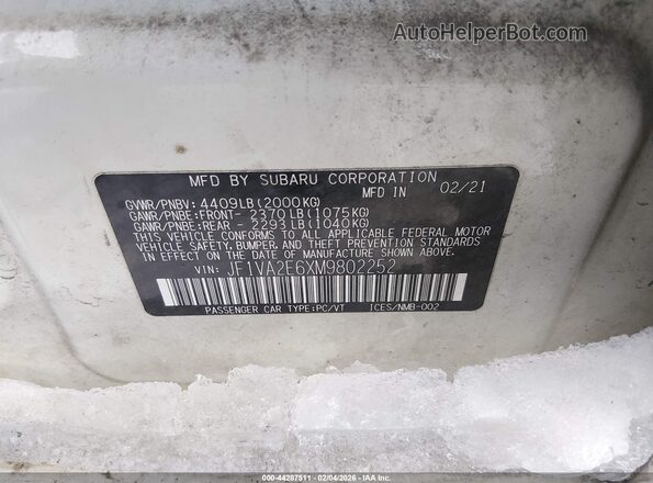 JF1VA2E6XM9802252 2021 SUBARU WRX STI White ძრავის განყოფილების ხედი