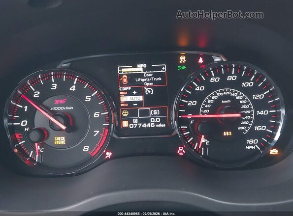 JF1VA2S65K9817551 2019 SUBARU WRX STI White უკანა სავარძლების ხედი