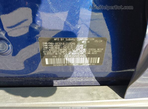 JF1VBAY6XR9808482 2024 SUBARU WRX Blue Вид підкапотного простору