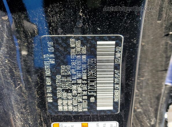 JF1ZCAC11G9603799 2016 SUBARU BRZ Black Vista de la etiqueta del VIN