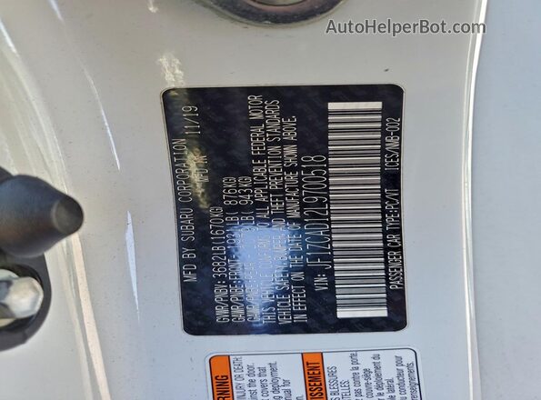 JF1ZCAD12L9700518 2020 SUBARU BRZ White ძრავის განყოფილების ხედი
