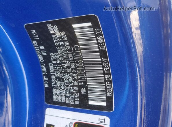 JF1ZDBE10S8700765 2025 SUBARU BRZ Blue VIN sticker view