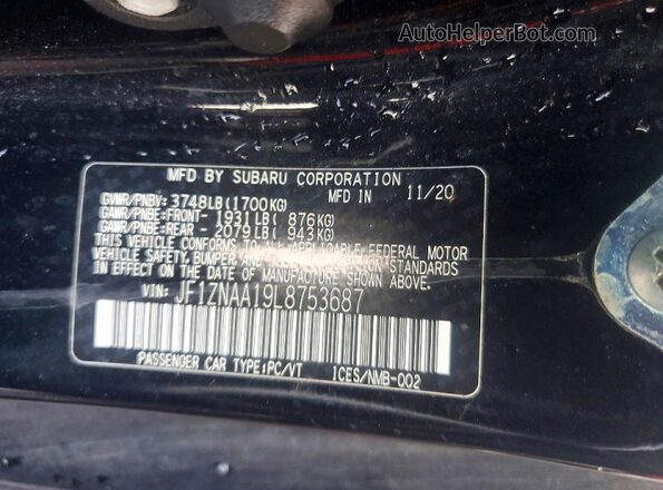 JF1ZNAA19L8753687 2020 TOYOTA 86 Black Vista del compartimento del motor