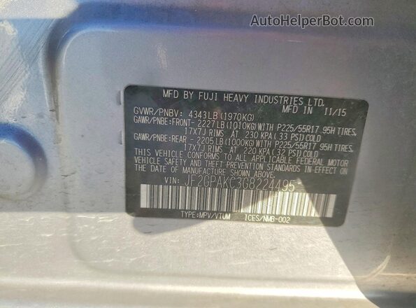 JF2GPAKC3G8224495 2016 SUBARU CROSSTREK Silver Widok naklejki z numerem VIN