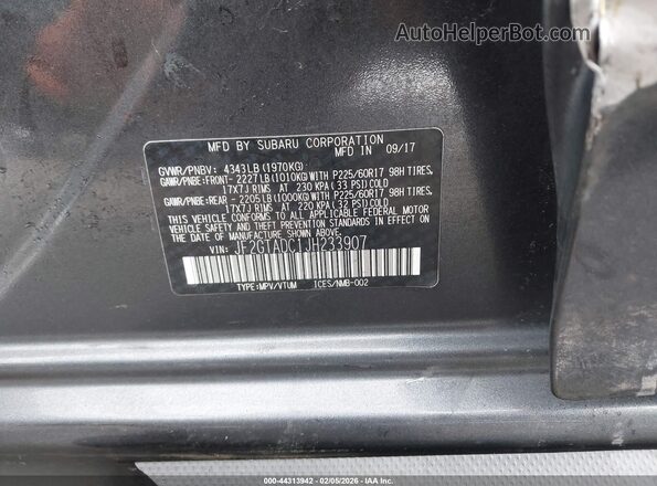 JF2GTADC1JH233907 2018 SUBARU CROSSTREK Black Vista del compartimento del motor