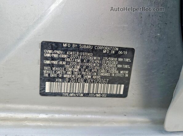 JF2GTANC7KH329167 2019 SUBARU CROSSTREK Blue 