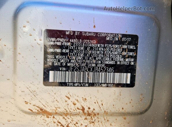 JF2SJAECXJH452346 2018 SUBARU FORESTER 2.5 Серебряный Вид подкапотного пространства