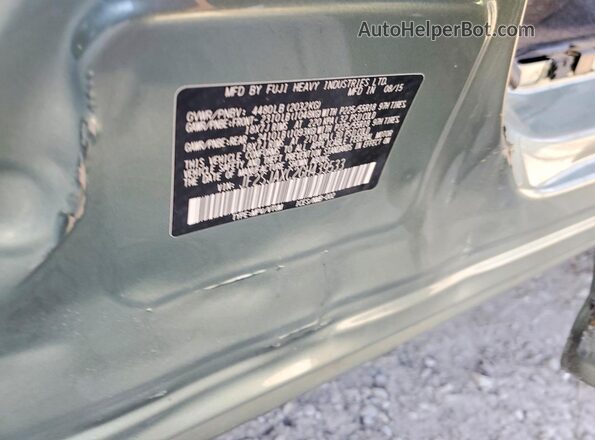 JF2SJAXC2GH439533 2016 SUBARU FORESTER 2.5I TO Green Vista de la etiqueta del VIN