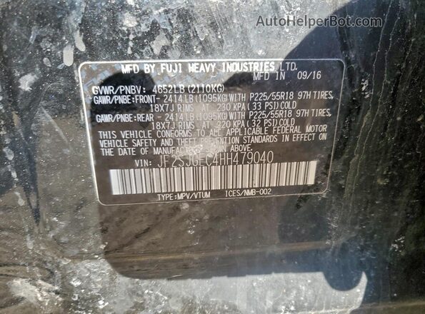 JF2SJGEC4HH479040 2017 SUBARU FORESTER2. Black VIN კოდის სტიკერის ხედი
