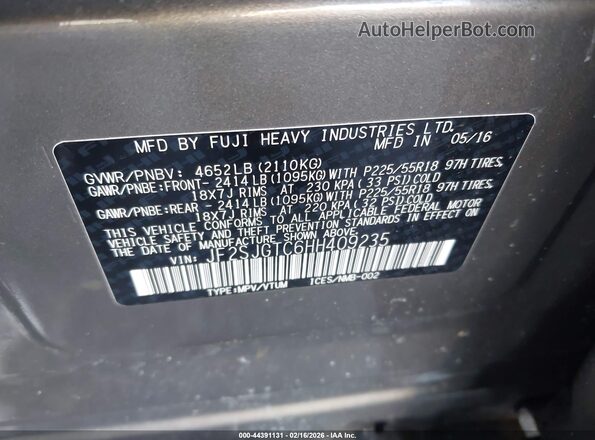 JF2SJGTC6HH409235 2017 SUBARU FORESTER2. Beige 