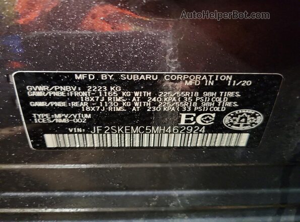 JF2SKEMC5MH462924 2021 SUBARU FORESTER Серый 