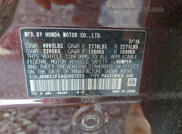 JH4KC1F54GC001023 2016 ACURA RLX Purple Engine compartment view