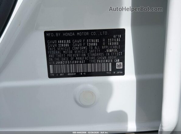 JH4KC1F57JC001637 2018 ACURA RLX White Շարժիչի բաժամունքի տեսք