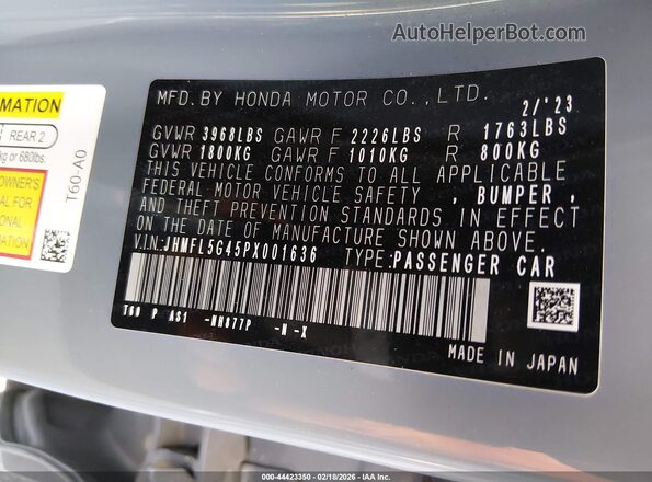 JHMFL5G45PX001636 2023 HONDA CIVIC TYPE R Blue Engine compartment view