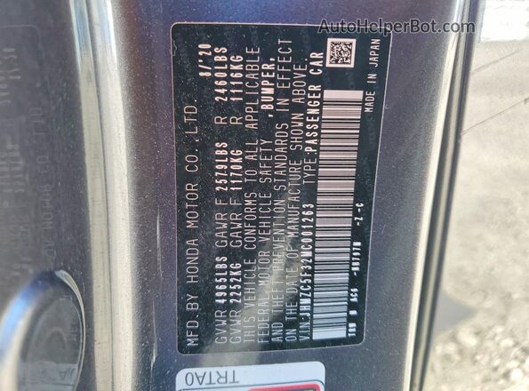 JHMZC5F32MC001263 2021 HONDA CLARITY Угольный 