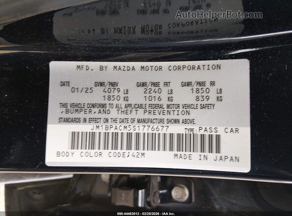 JM1BPACM5S1776677 2025 MAZDA 3 Blue 