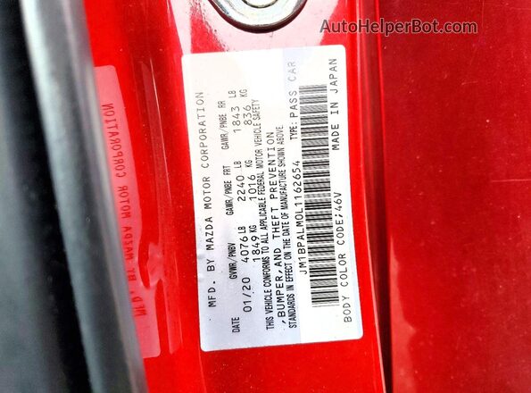 JM1BPALM0L1162654 2020 MAZDA 3 Red Շարժիչի բաժամունքի տեսք
