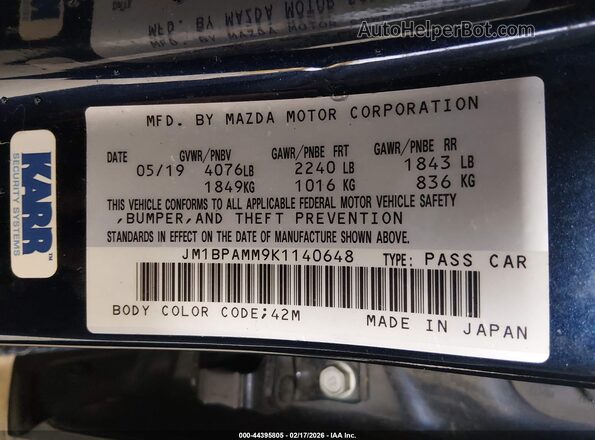 JM1BPAMM9K1140648 2019 MAZDA 3 Gray Engine compartment view