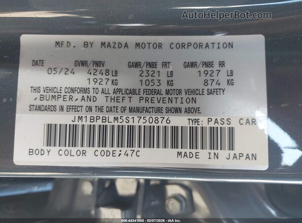 JM1BPBLM5S1750876 2025 MAZDA 3 Серый Вид подкапотного пространства