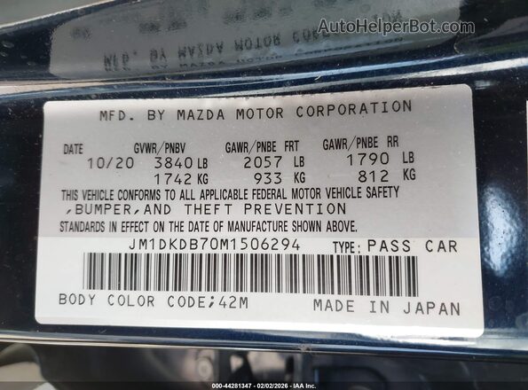 JM1DKDB70M1506294 2021 MAZDA CX-3 Blue Вид підкапотного простору