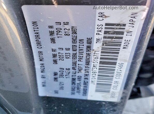 JM1DKDB73M1516771 2021 MAZDA CX-3 Gray Widok naklejki z numerem VIN