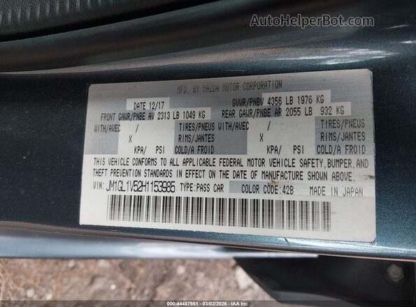 JM1GL1V52H1153985 2017 MAZDA 6 Blue Вид підкапотного простору