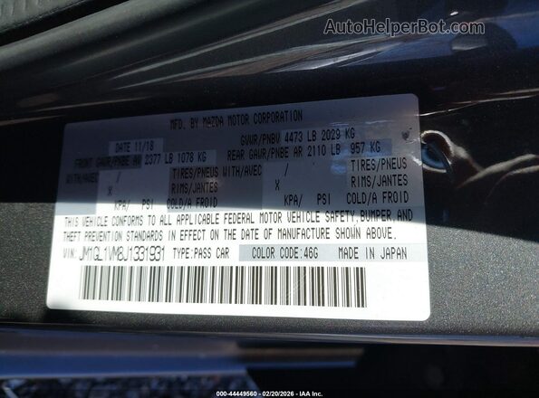 JM1GL1VM8J1331931 2018 MAZDA 6 Gray Widok komory silnika