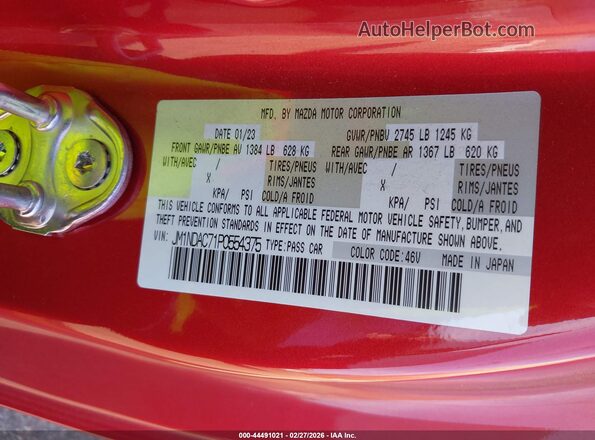 JM1NDAC71P0554375 2023 MAZDA MX-5 MIATA Burgundy Widok komory silnika