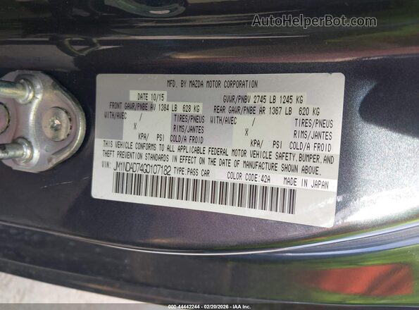 JM1NDAD74G0107182 2016 MAZDA MX-5 MIATA Gray Շարժիչի բաժամունքի տեսք