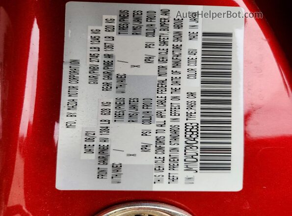 JM1NDAD78M0459693 2021 MAZDA MX-5 Red ძრავის განყოფილების ხედი