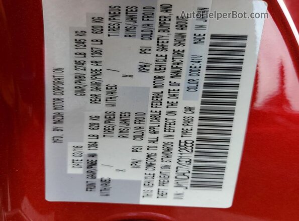 JM1NDAD7XG0112855 2016 MAZDA MX-5 Красный Вид наклейки с VIN-кодом
