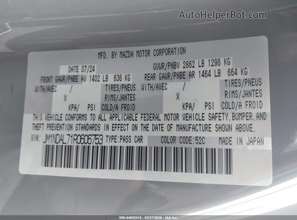 JM1NDAL71R0606753 2024 MAZDA MX-5 MIATA RF Gray Вид підкапотного простору