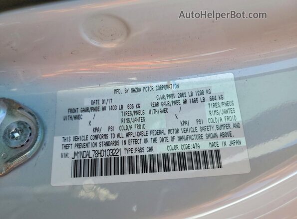 JM1NDAL78H0103221 2017 MAZDA MX-5 White ძრავის განყოფილების ხედი